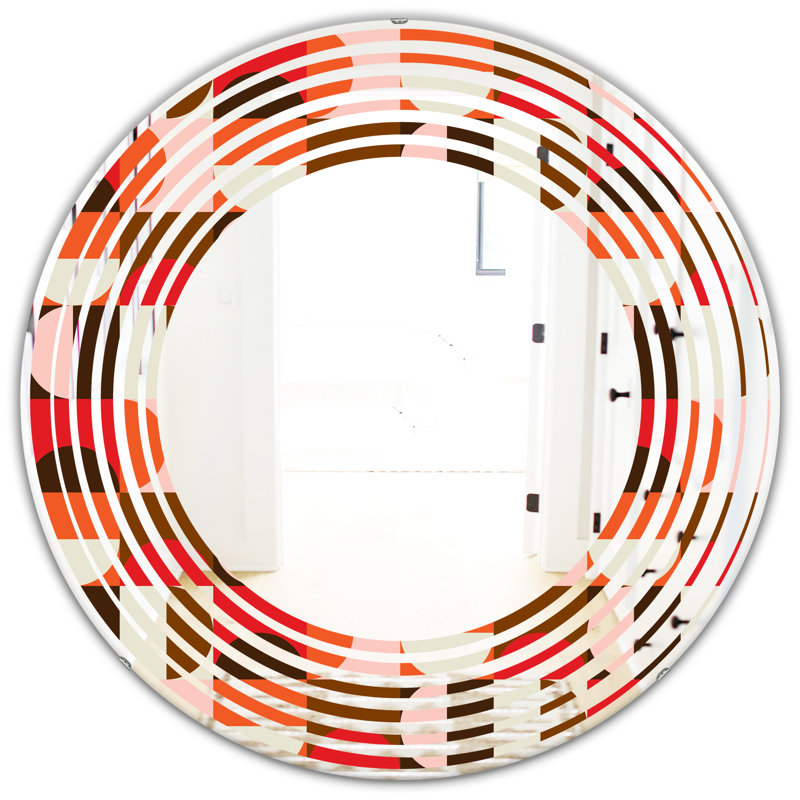 Miroir mural sans cadre Wave, H 23,6 po x l 23,6 po, Vague de feuilles d'automne en dentelle texturée