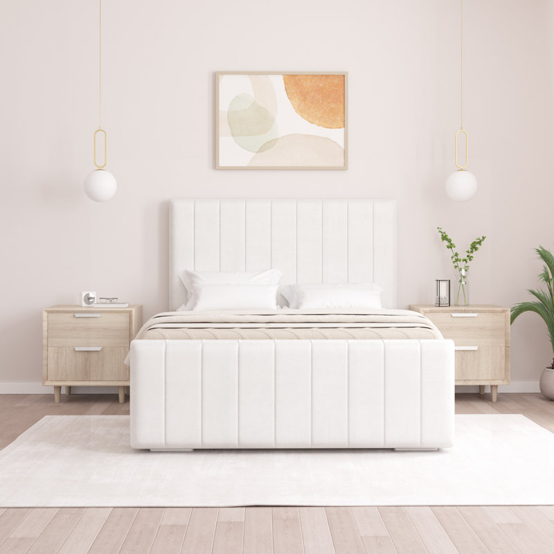 Scarlette Upholstered Bed Frame, White, King (5')