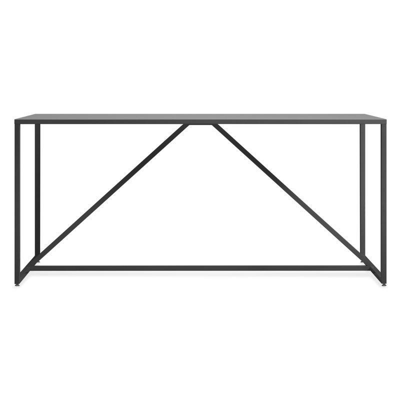 Strut Walnut Metal Base Dining Table, Bar (40" Height), Slate, 35" W x 90" L