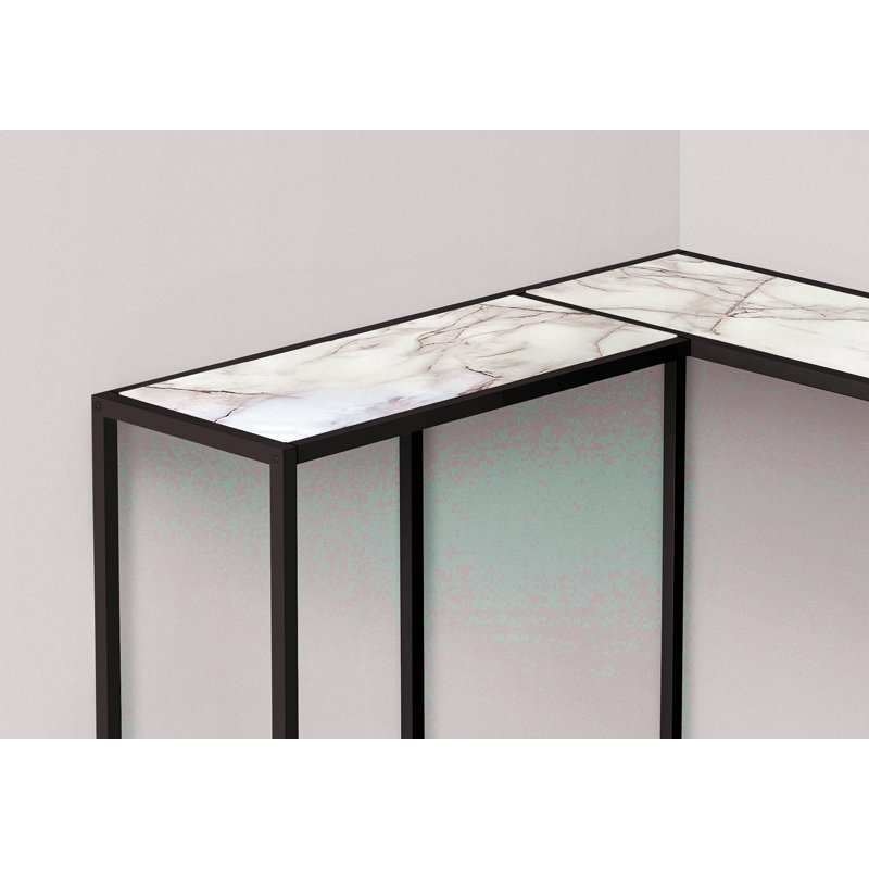 Accent Table, Console, Entryway, Narrow, Corner, Living Room, Bedroom, White Marble Look Laminate, White