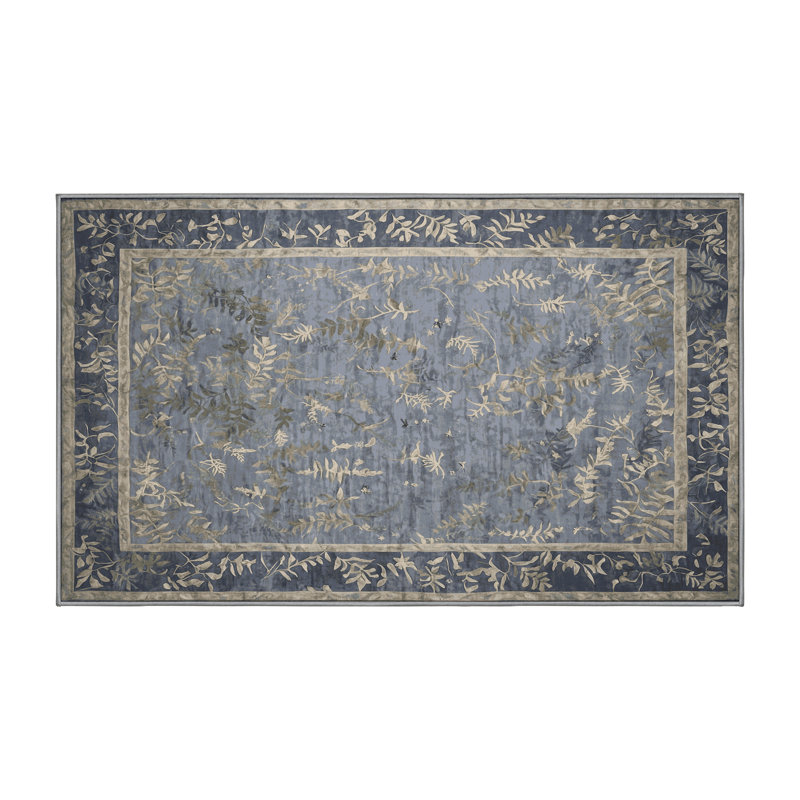 Machine Washable Gray Area Rug, Rectangle 6' x 9'