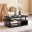 Table basse pour le salon, panneau de fibres à densité moyenne à grain de bois noir de jais, L 43,5 po x l 23,5 po x H 18,5 po, rectangulaire à trois niveaux