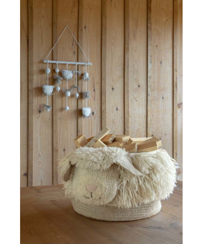 Lorena Canals Pink Nose Sheep Fabric Decorative Basket