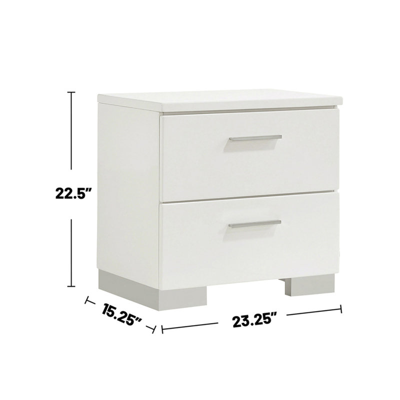 Table de chevet 2 tiroirs Sleek White