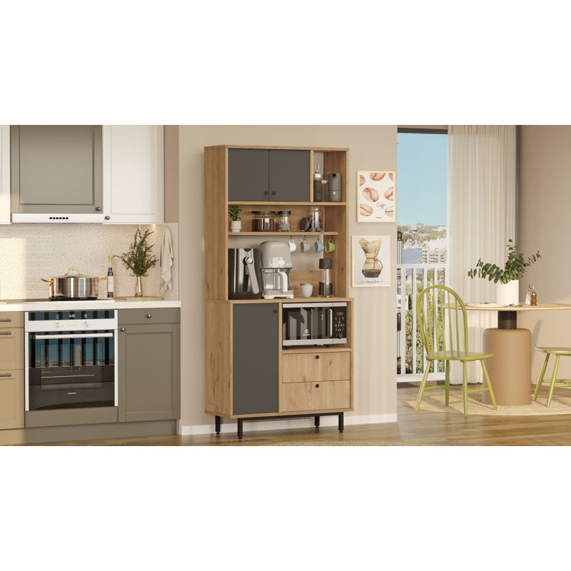 Armoire polyvalente Colesen, Noir / Beige