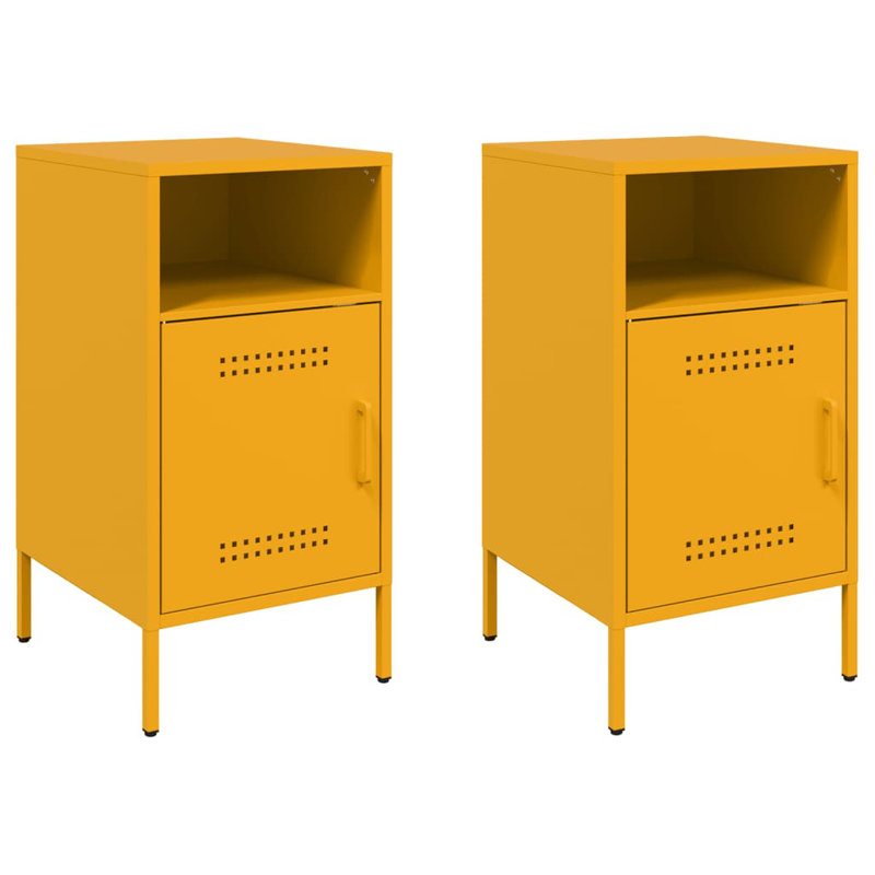 Bedside Cabinets 2 pcs 36x39x68 cm Steel, Mustard Yellow