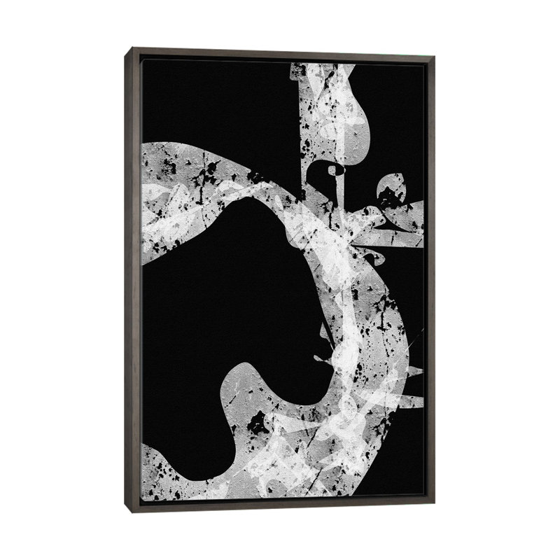 «Black and White Abstract», reproduction d'art sur toile encadrée, 26" x 18", Toile avec cadre, Grey