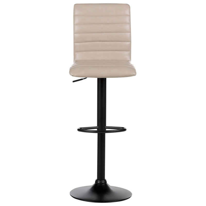 Orrtanna Swivel Upholstered Faux Leather Adjustable Height Bar Stool with Iron Frame, Beige