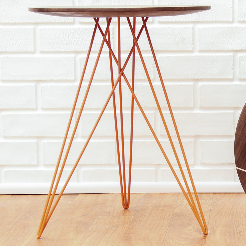 Hudson Solid Wood Top End Table, Orange, Walnut