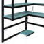 Lit mezzanine en bois avec bureau, support de rangement latéral, tablettes multiples et lumière RVB-475158582-475158578