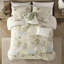 Housse de couette 5 pièces pour lit King/King, motif tropical bleu, 100 % coton, avec coussins décoratifs et attaches intérieures. Fermeture à glissière invisible.
