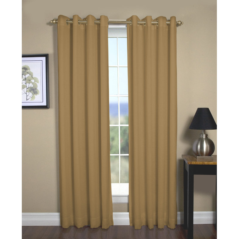 Swadlincote Elegant Linen-Look Light Filtering Grommet Single Curtain Panel, Toffee, 52" W x 63" L