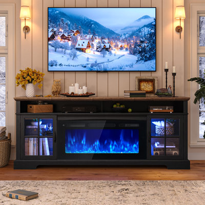 Meuble télé avec foyer Farmhouse