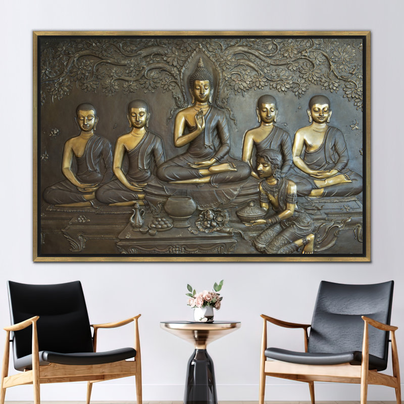 Print on Canvas, Framed Print without Mat, Gold, 80 cm H x 110 cm W