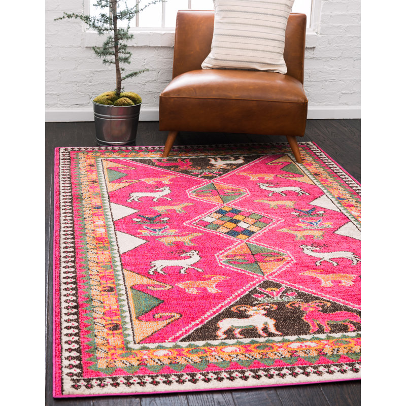 Lonniet Washable Geometric Indoor Rug, Rectangle 3'3" x 5'3"