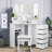 Greyden Tri-Fold Vanity Set with 5 Rotating Drawers and Outlets-1954377948