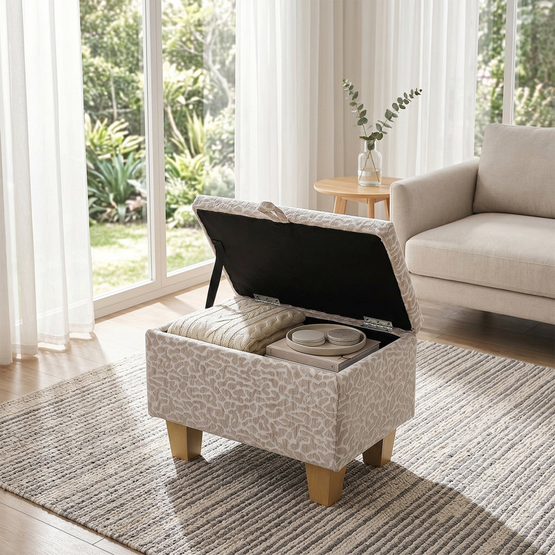 49cm Wide Rectangle Standard Ottoman, 36" H x 49" W x 33" D, Beige Vintage Look
