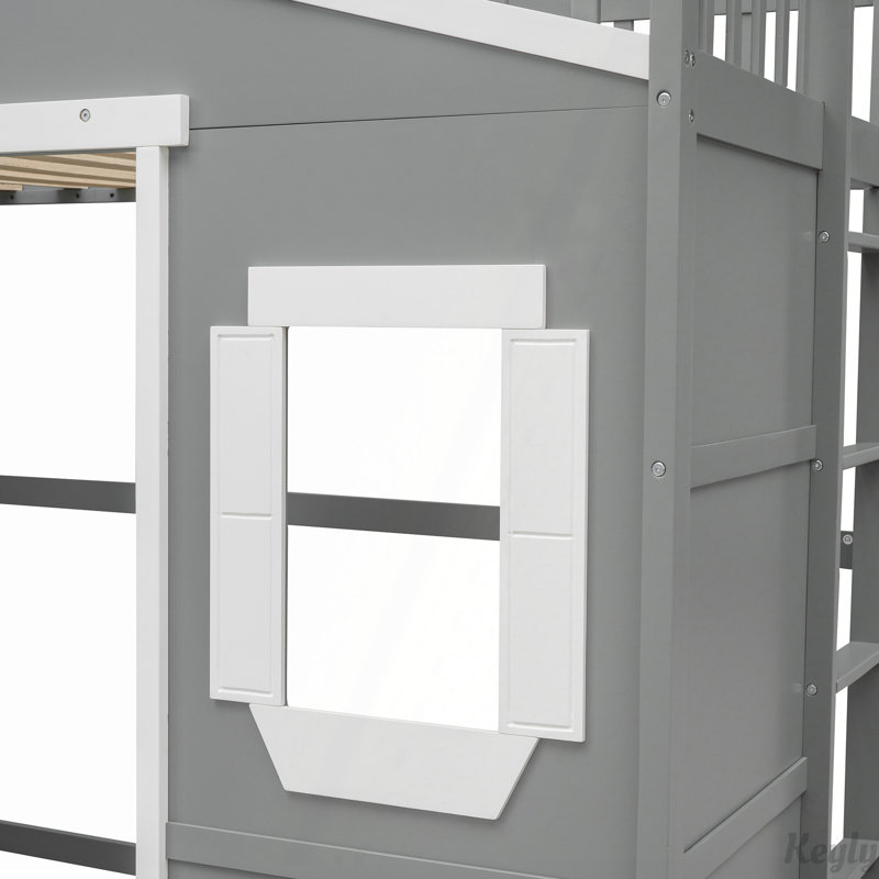 Lit mezzanine avec échelle House, grey+White, Twin