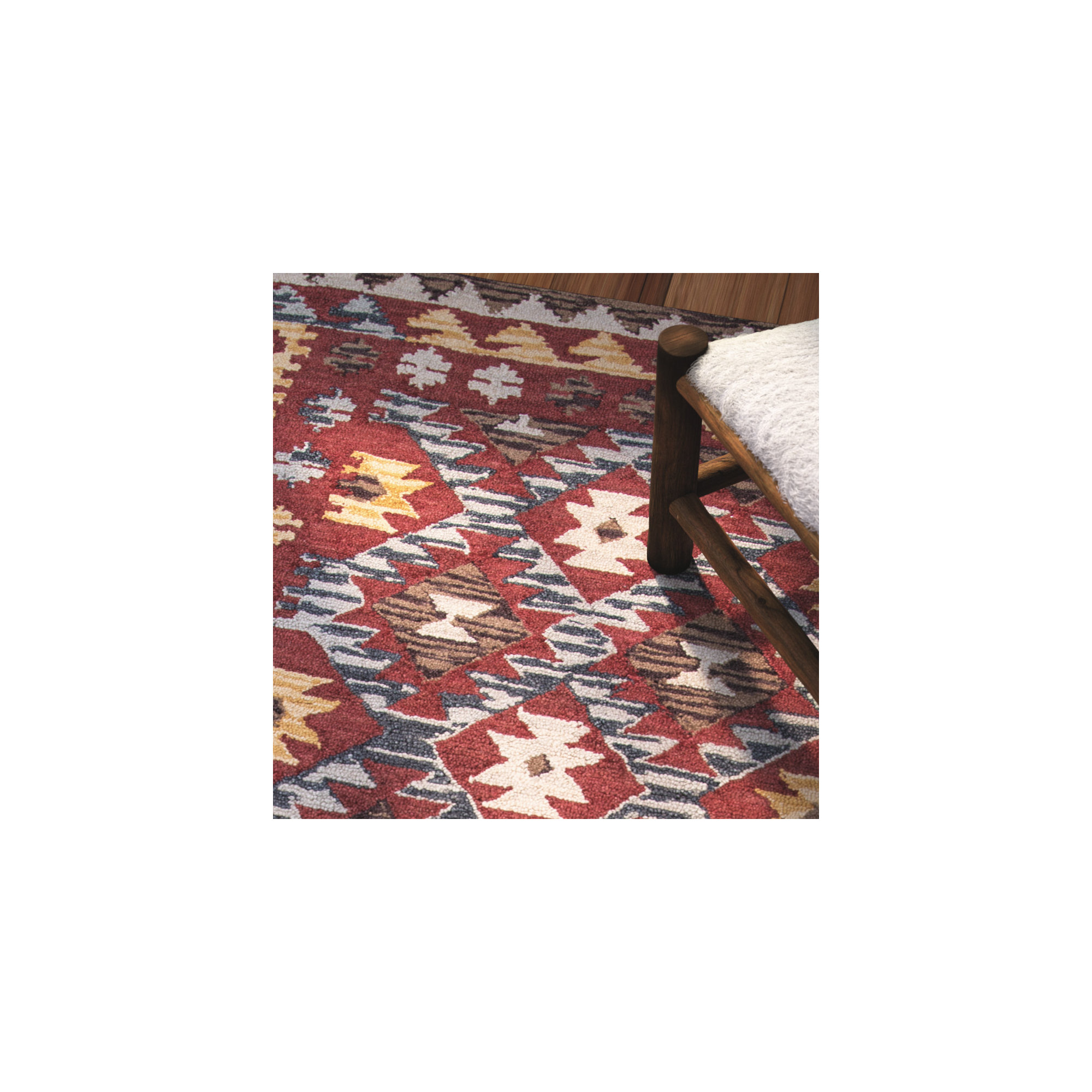 Fiona Handmade Wool Red Rug, Rectangle 2' x 3'