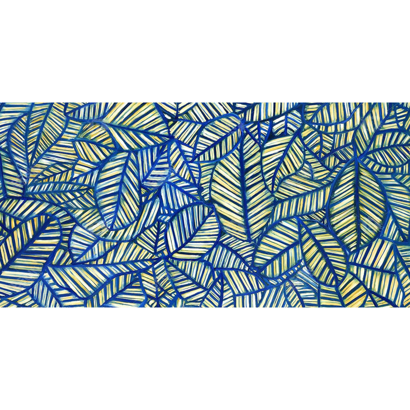 Blue leaf patterns - 15.75"x31.50" Desk mat