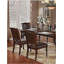 Luxueux fauteuil de salle à manger traditionnel en bois de cerisier brun avec texture de cuir espresso et 2 chaises d'appoint