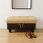Repose-pieds de rangement moderne capitonné en similicuir, repose-pieds de rangement relevable à rayures contrastantes noir et blanc, banc de rangement rectangulaire rembourré avec pieds en bois massif pour table basse de salon
