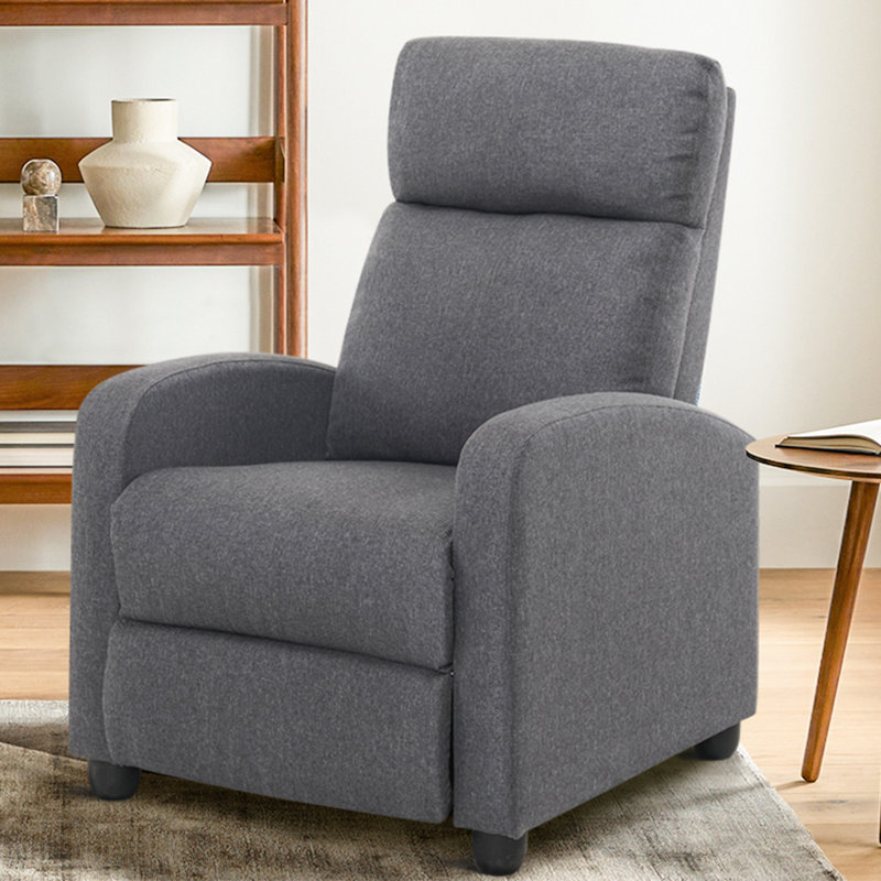Fauteuil inclinable manuel moderne recouvert de lin, Lin gris