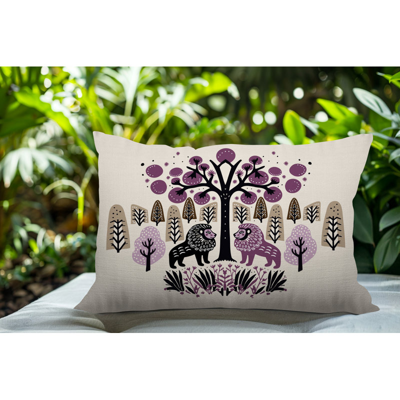 Oreiller rectangulaire intérieur / extérieur Comas Lion, Rectangle H 14 po x l 20 po, Mauve