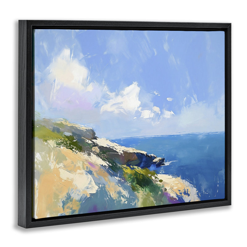 «Rugged Coastline Landscape», art mural encadré par Ramona Murdock, Cadre flottant noir de jais, H 17 po x l 21 po