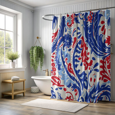 Rideau de douche 1 pièce Crimson and Blue Paisley