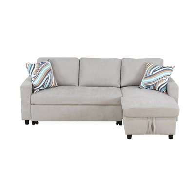 KCG- 83" Wide 2-Piece Flannel Sofa Bed For Living Room Lounge, Office Lobby
