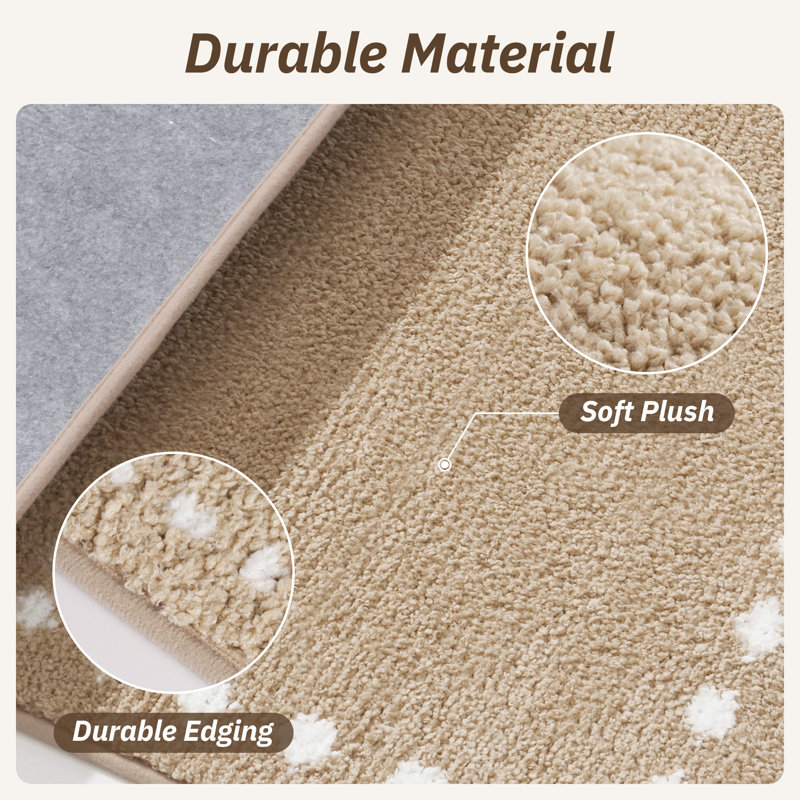 Tapis d'escalier antidérapant doux et moelleux beige (ensemble de 15), Beige, Carré 2 pi 7 po, 1 pièce incluse