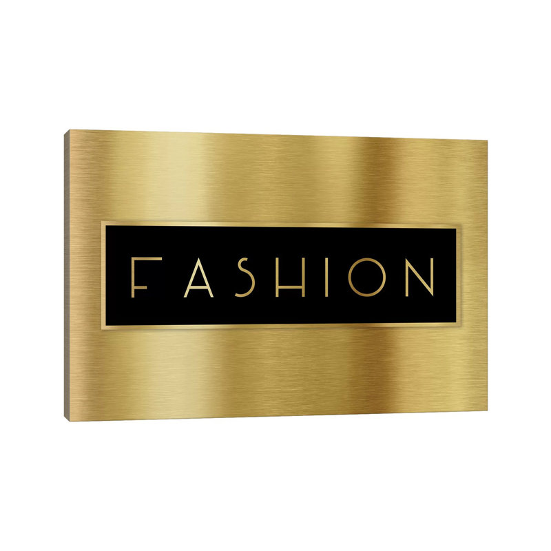 «Gold Fashion» par CAD Designs - Art textuel sur toile tendue, H 12 po x l 18 po x 1,5 po