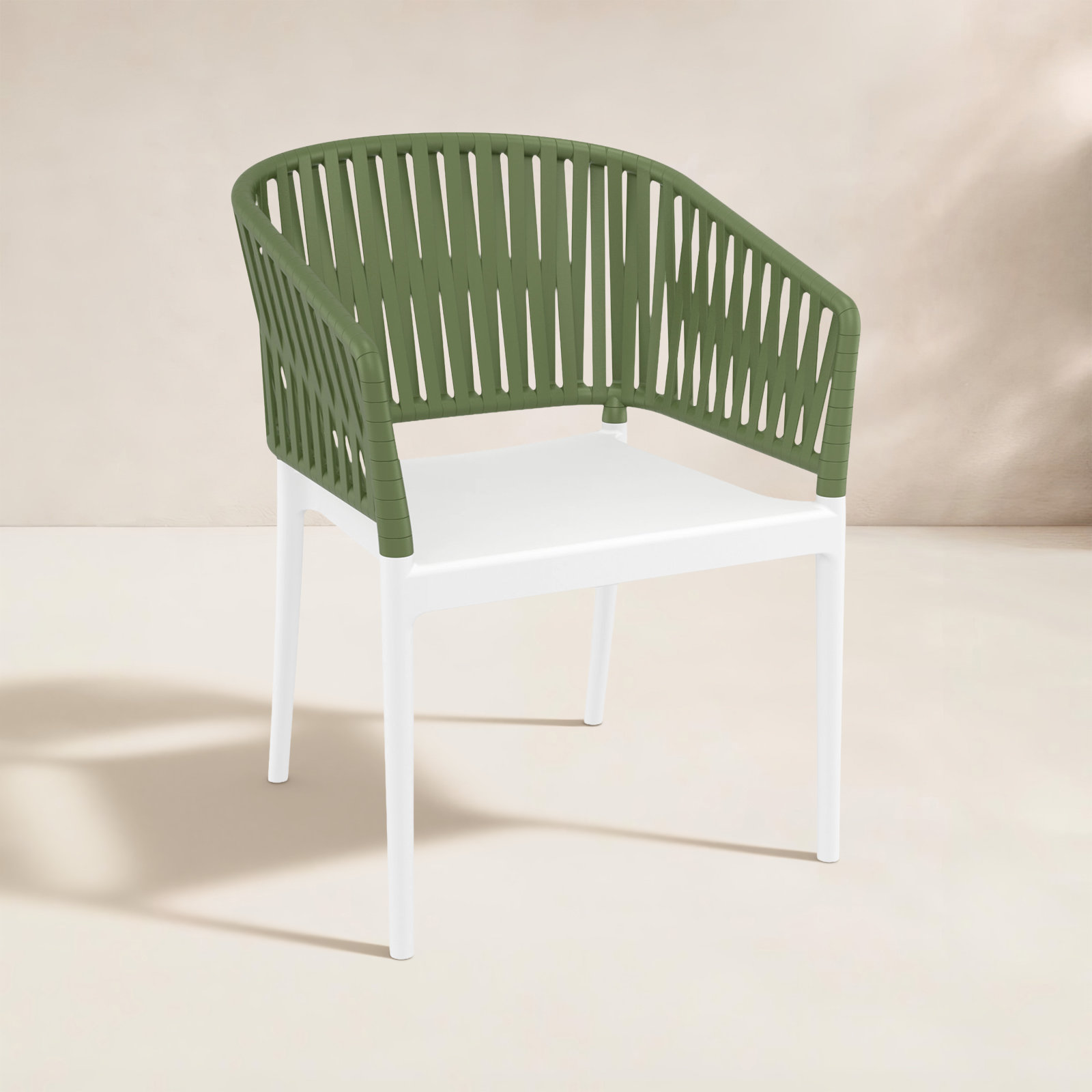 Newport Stackable Patio Armchair, Olive Green/White