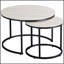 Ensemble de 2 tables gigognes rondes avec structure en métal, peu encombrantes et élégantes pour les salons modernes