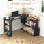 Bureau d'angle en L, bureau à domicile rotatif à 360 degrés avec tablettes de rangement, poste de travail de table d'écriture