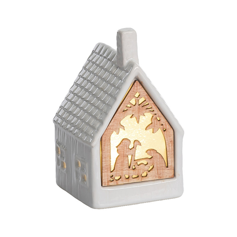 Figurine de crèche de Noël en céramique, ensemble de crèche de Noël, blanc, céramique, plateau de table, salon, Noël, décoration de Noël