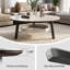 35.43" Round Sintered Stone Coffee Table with 2-Tier Storage Shelves