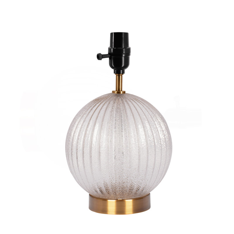 Serenity Round Ribbed Glass Lamp Base Clear Table Lamp Large Linen Shade