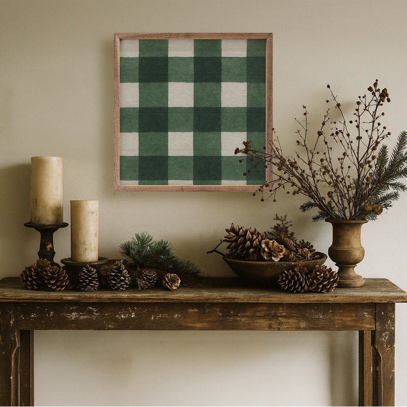 Tissu écossais des Fêtes, H 12 po x l 12 po, Vert