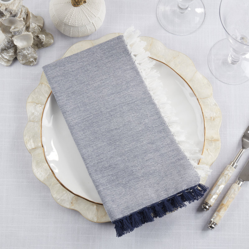 Serviettes décoratives en coton (ensemble de 4), Bleu
