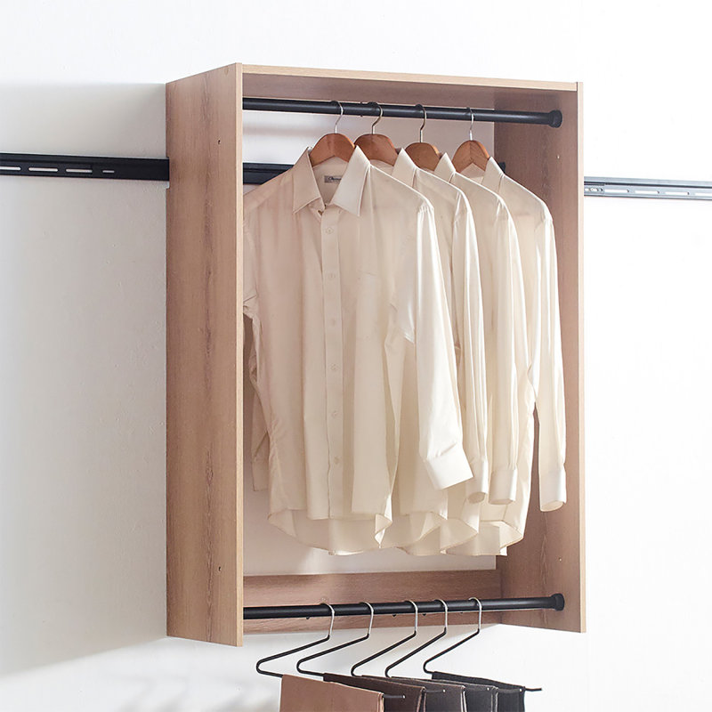 Devi Oak Wall Mounted Wood Closet System, Oak Wood