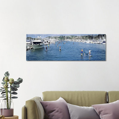 Paddleboarders In The Pacific Ocean, Dana Point, Orange County, California, USA #3 by Panoramic Images - Wrapped Canvas Panoramic Print