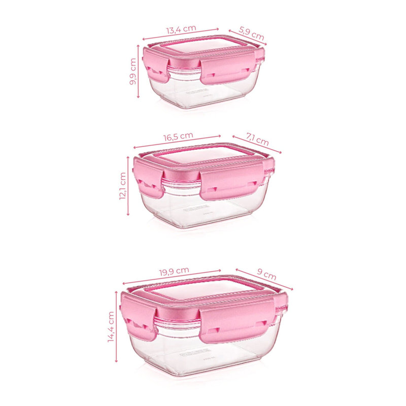 Ensemble de 3 contenants alimentaires Sky, Rose