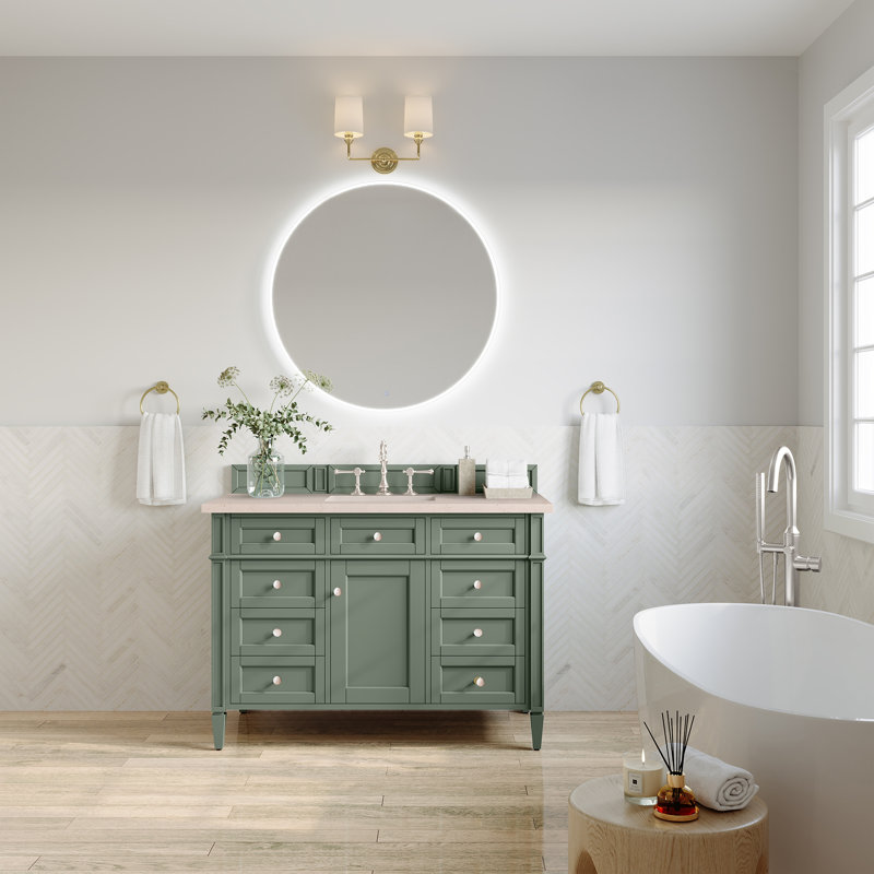 Brittany 48'' W Single Vanity, White Zeus, Smokey Celadon, 8" Widespread