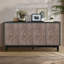 Buffet Mid-Century Buffet avec pieds en bois massif 60 po Armoire de rangement crédence avec 4 portes en losange à motif convexe et 2 tablettes console pour salon, etc.-1773354129