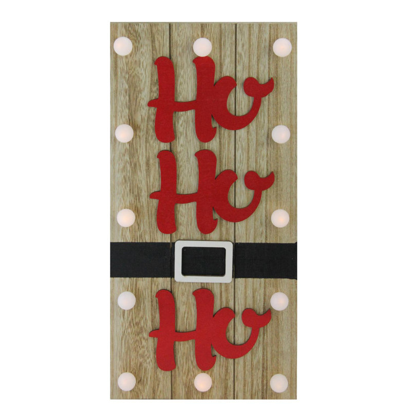 Décoration murale de Noël avec ceinture de père Noël 15,75 "brun et rouge" Ho Ho Ho "