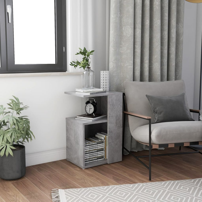 Gnni Floor Shelf End Table, Concrete Gray, Concrete Gray