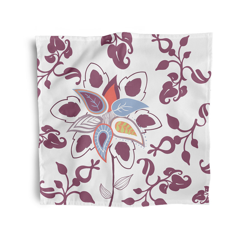 Chande Polyester Floral Square Napkin, Purple