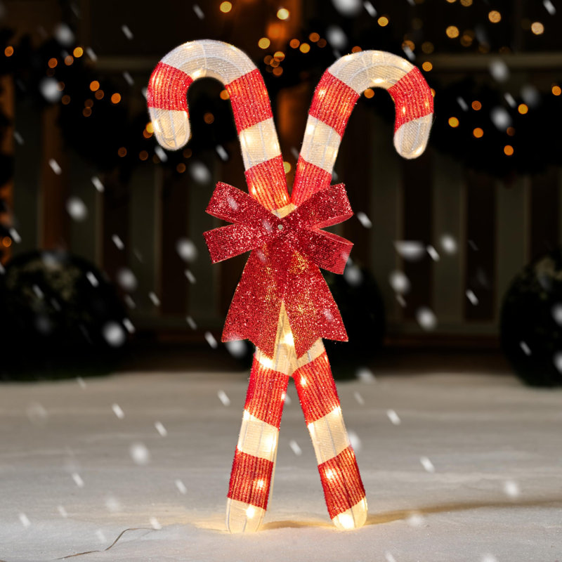Christmas Candy Canes Tinsel Yard Light Decorations